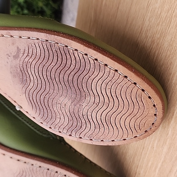 Green Leather Loafers Size 38.5 Made In Italy - Picture 9 of 11